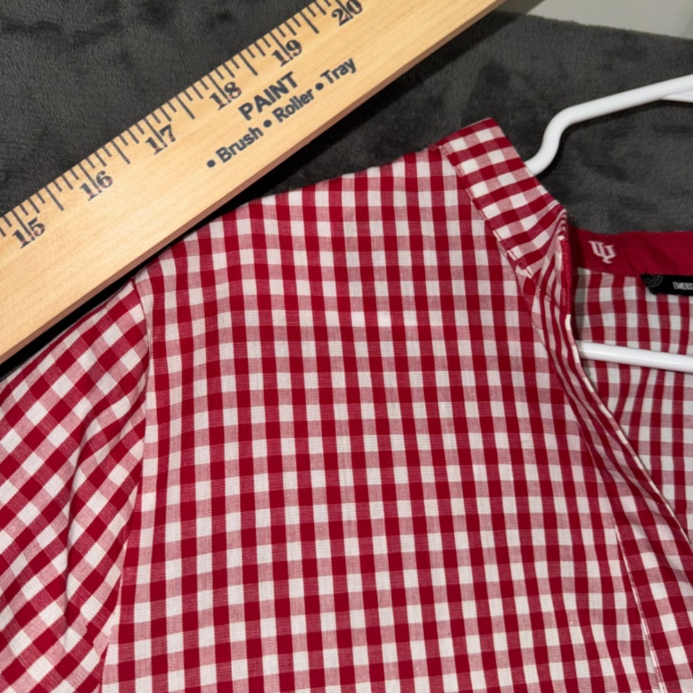 NWT Womens Large Emerson Street Indiana University Hoosiers Top Gingham Blouse - Picture 10 of 10